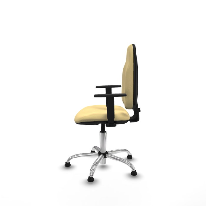 PIQUERAS Y CRESPO Chaise de bureau Algarra, similicuir crème, accoudoirs 1D, piètement chromé