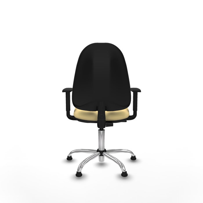 PIQUERAS Y CRESPO Chaise de bureau Algarra, similicuir crème, accoudoirs 1D, piètement chromé