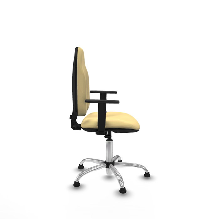 PIQUERAS Y CRESPO Chaise de bureau Algarra, similicuir crème, accoudoirs 1D, piètement chromé