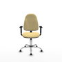 PIQUERAS Y CRESPO Chaise de bureau Algarra, similicuir crème, accoudoirs 1D, piètement chromé