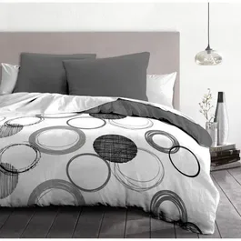Home Linge Passion HOM3701393708296 Ensemble couette microfibre gris clair 240x260 cm + 2 taies 63x63 cm