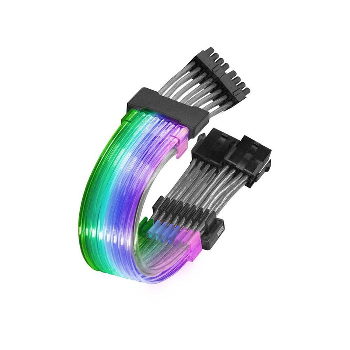 Mars Gaming Câble Extenseur MCA-16 ARGB 8+8pin PCIe pour Carte Graphique, 16 LEDs, Fibre Optique, Connecteur 5V 3 pins, AWG18 Cuivre Pur