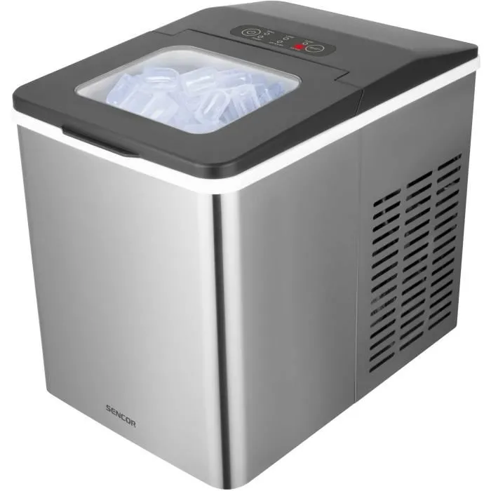 Machine à Glaçons SENCOR SIM 3400SS Inox - 12 kg/jour - Capacité 1.8 L / 500 g - Cycle de production 7-15 min - 150 W Machine à Glaçons SENCOR SIM 3400SS Inox - 12 kg/jour - Capacité 1.8 L / 500 g - Cycle de production 7-15 min - 150 W