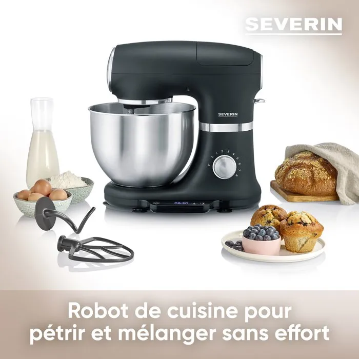 Severin Robot pâtissier KM3898 Noir mat avec balance intégrée Severin Robot pâtissier KM3898 Noir mat avec balance intégrée