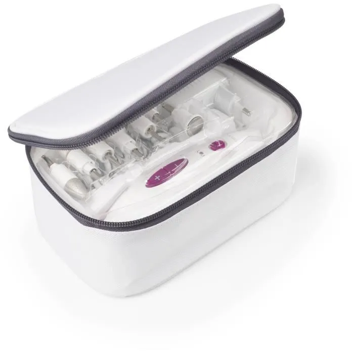 Medisana Kit de Manucure et Pédicure MP 815 - Blanc - 7 Accessoires avec 2 Vitesses pour Soin des Ongles, Cornées et Cuticules