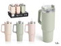 Kinvara Gobelet Isotherme 1200 ml avec Anse et Paille - Couleurs Assorties (Rose, Vert, Crème) - 15x32x10 cm (Set de 12)
