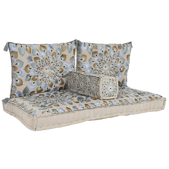 Chaise de jardin DKD Home Decor Bleu Beige 155 x 76 x 65 cm 150 x 76 x 20 cm Chaise de jardin DKD Home Decor Bleu Beige 155 x 76 x 65 cm 150 x 76 x 20 cm