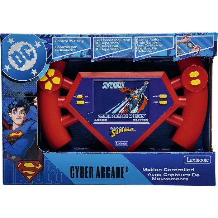Lexibook Console Portable Superman Cyber Arcade Motion avec écran LCD couleur 2.8'', 50 jeux inclus dont 10 Superman, contrôle gestuel