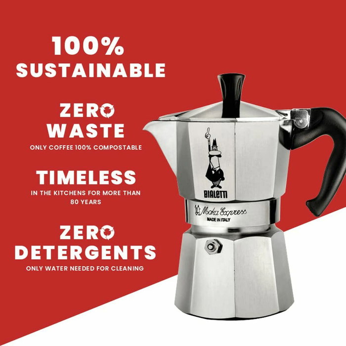 Bialetti Moka Express 3 Tasses, Aluminium Gris