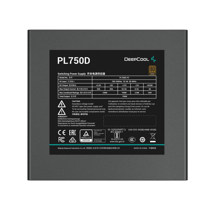 Deepcool R-PL750D-FC0B-EU-V2 Alimentation ATX 3.0 750W 80 PLUS Bronze Noire Deepcool R-PL750D-FC0B-EU-V2 Alimentation ATX 3.0 750W 80 PLUS Bronze Noire