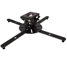 B-Tech BT899XL Support de plafond universel pour projecteur, 25 kg max, ajustement micro inclinaison, roulis et pivotement, noir