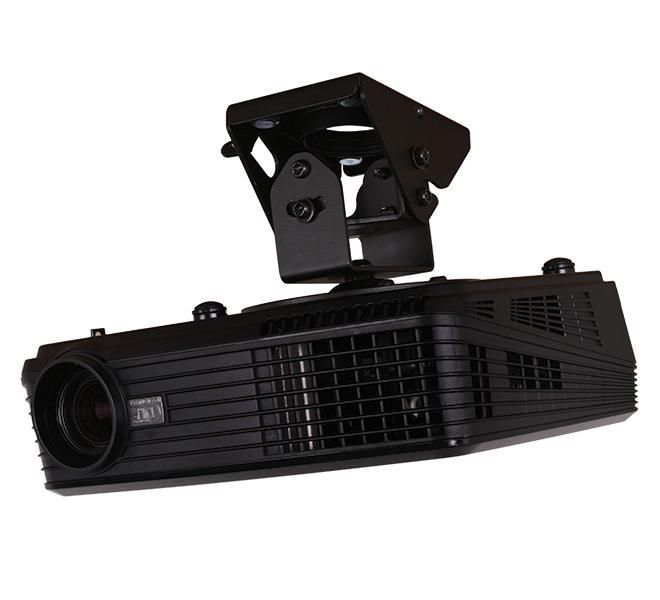 B-Tech BT899XL Support de plafond universel pour projecteur, 25 kg max, ajustement micro inclinaison, roulis et pivotement, noir
