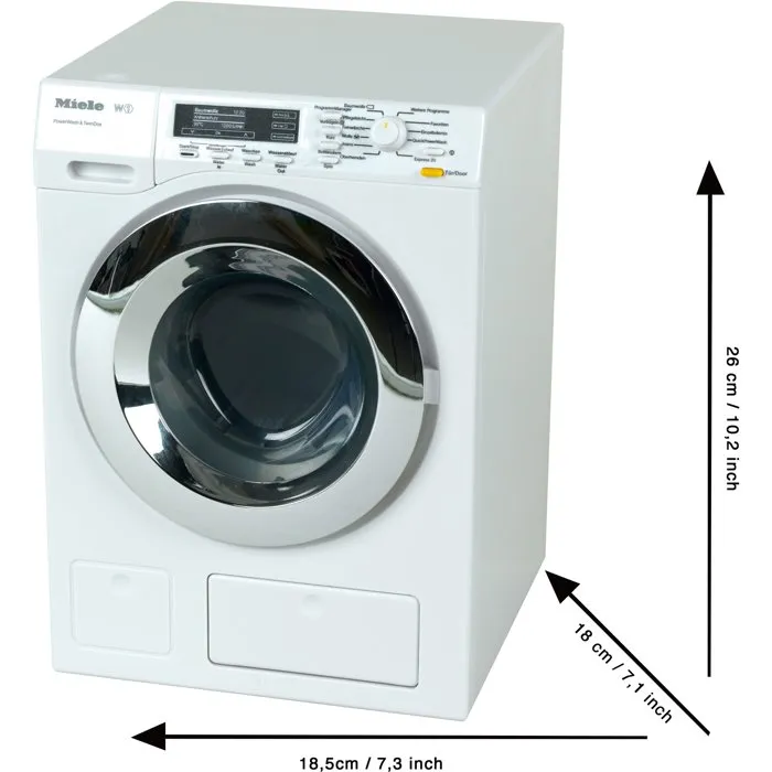 Klein Lave-linge électronique Miele pour enfant - Reproduction fidèle avec sons et lumières - Environ 26 cm