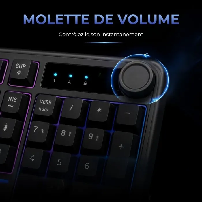 The G-Lab KEYZ CAESIUM EX - Clavier gamer membrane Rainbow - Noir