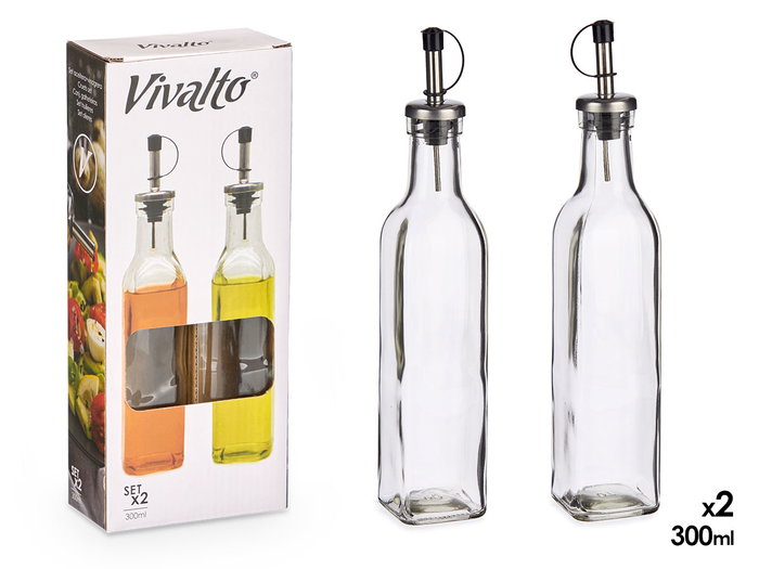 Vivalto Set Aceitera Vinagrera 300 ml Verre Transparent 10.5x26x5.5 cm - Burette et Vinaigrier (Set de 24) Vivalto Set Aceitera Vinagrera 300 ml Verre Transparent 10.5x26x5.5 cm - Burette et Vinaigrier (Set de 24)