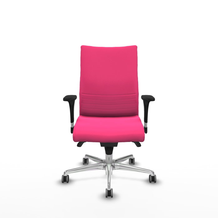 Piqueras Y Crespo Chaise de direction Albacete, mécanisme synchrone, similicuir Rose, base aluminium