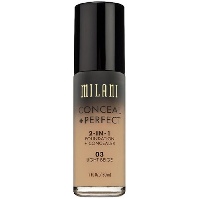 Milani Conceal + Perfect Fond de teint liquide & correcteur 2-en-1, Teinte 03 Beige clair, 30 ml - Maquillage Visage Milani Conceal + Perfect Fond de teint liquide & correcteur 2-en-1, Teinte 03 Beige clair, 30 ml - Maquillage Visage