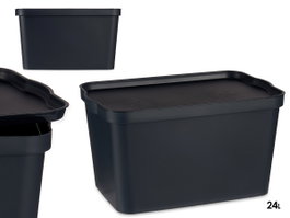 KIPIT Boîte de rangement avec couvercle 24L Anthracite