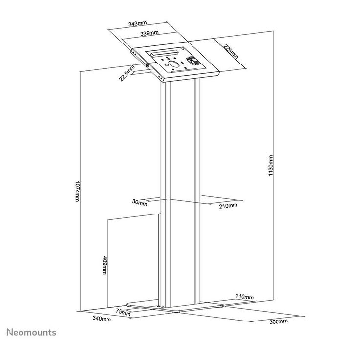 Neomounts FL15-750WH1 Support au sol pour tablettes 9.7 à 11 pouces avec antivol et gestion des câbles - Blanc
