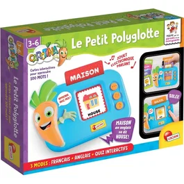 Liscianigiochi CAROTINA Le Petit Polyglotte - Jeu Éducatif Bilingue Français Anglais avec 100 Mots & Quiz Interactif pour Enfants dès 3 ans