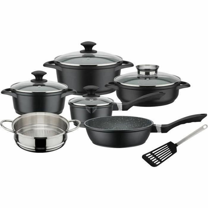 GSW Gourmet Granit Batterie de cuisine 10 pièces Noir GSW Gourmet Granit Batterie de cuisine 10 pièces Noir
