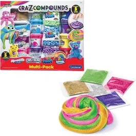 Lexibook Crazart - Kit de 4 textures élastiques à modeler avec 5 accessoires et paillettes, pour créations sensorielles uniques