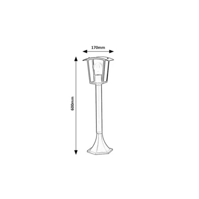RABALUX Lampe de Jardin Extérieur de Sol 'Taverna' Style Classique, Aluminium Noir Mat, IP44, Douille E27, Pour Ampoule jusqu'à 15W, Sans Ampoule, Réf. RAB-7128