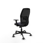 Chaise Alfera Synchro 4 positions tissu Gris foncé Maille Noir Base en nylon noir Accoudoir 1D Sans appui-tête Roulettes 65mm pour moquette
