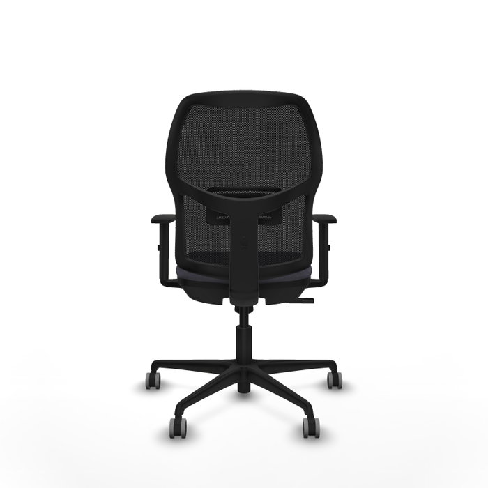 Chaise Alfera Synchro 4 positions tissu Gris foncé Maille Noir Base en nylon noir Accoudoir 1D Sans appui-tête Roulettes 65mm pour moquette