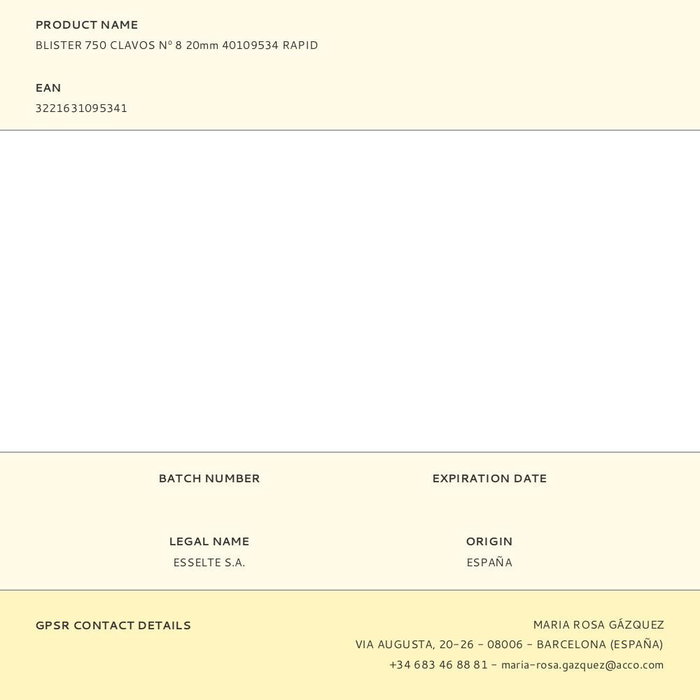 Rapid Clous galvanisés N°8 20 mm - Fil fin - 750 unités Rapid Clous galvanisés N°8 20 mm - Fil fin - 750 unités