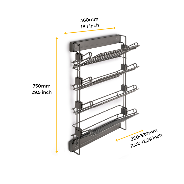 Emuca Porte-chaussures latéral coulissant pour placards et dressing Quartz, Gauche, Acier, Titane