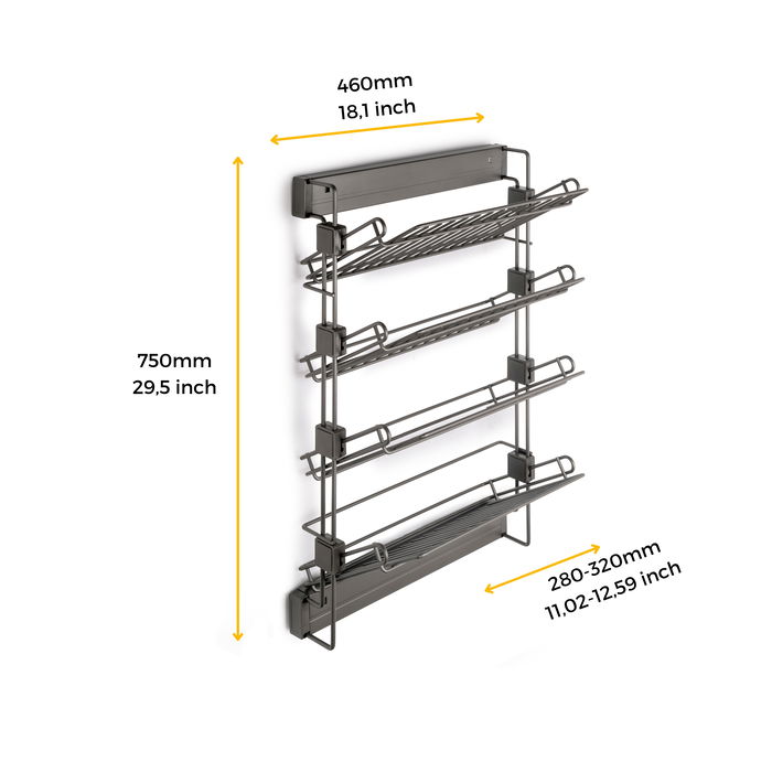 Emuca Porte-chaussures latéral coulissant pour placards et dressing Quartz, Gauche, Acier, Titane Emuca Porte-chaussures latéral coulissant pour placards et dressing Quartz, Gauche, Acier, Titane
