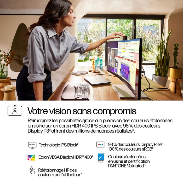 HP - Écran de conférence intelligent 34 pouces WQHD Pro Series 7 (734pm) - Webcam Poly Studio, Thunderbolt 4, HDR400 IPS, Sans PVC