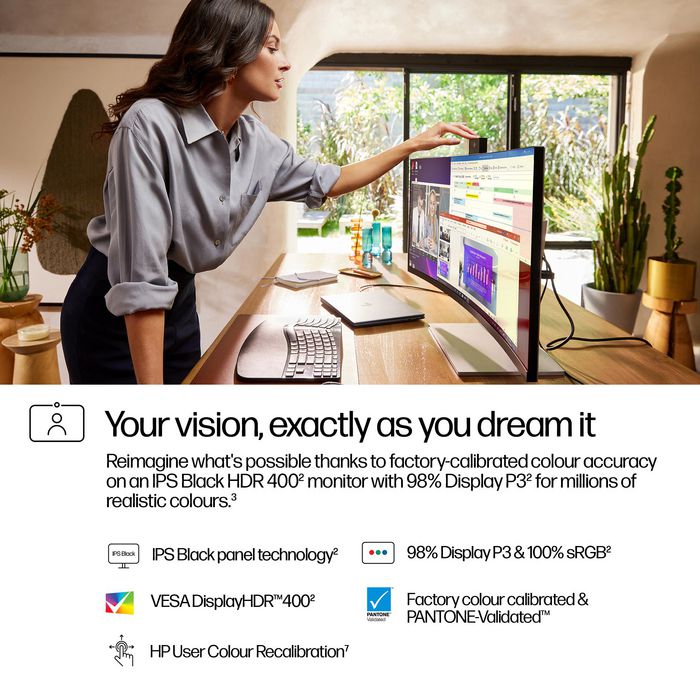 HP - Écran de conférence intelligent 34 pouces WQHD Pro Series 7 (734pm) - Webcam Poly Studio, Thunderbolt 4, HDR400 IPS, Sans PVC