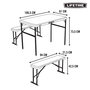 Color Baby - Ensemble table pliable (106x61x74 cm) et 2 bancs pliables avec poignées (94x22x42 cm) pour 4 personnes - Plastique et Acier