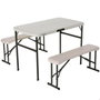 Lifetime Ensemble Table Pliante et deux Bancs Pliants Crème