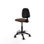 Tabouret Taburete Isso Contact permament de base Tissu Marron foncé Structure polyamide noire Sans accoudoirs Sans appui-tête Roulettes en nylon 50 mm