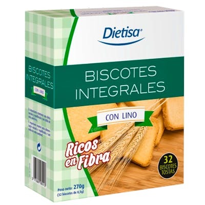 DIETISA (DIELISA) Biscottes complètes au lin 270 g DIETISA (DIELISA) Biscottes complètes au lin 270 g
