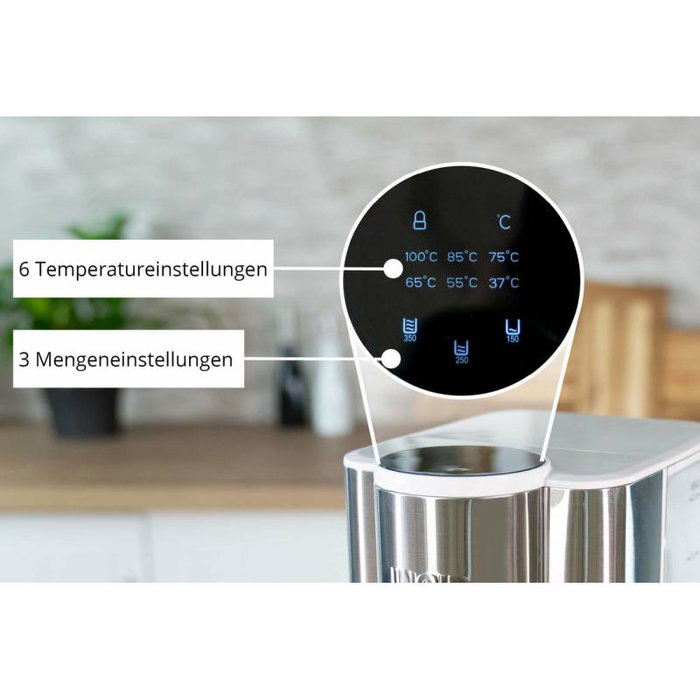 Unold Dispenseur d'eau chaude Ava Argent Blanc 18610 avec température réglable pour thé ou café