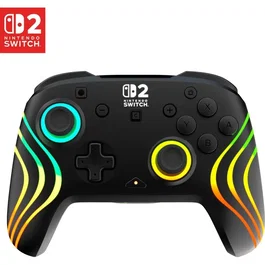 Turtle Beach Afterglow Wave - Manette de jeu RGB sans fil pour Nintendo Switch 2, Switch, Switch Lite et Switch OLED - Sticks TMR, motion control, bouton GameChat - Noir