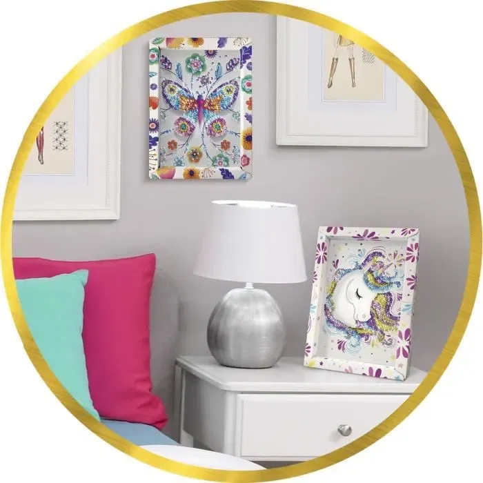 Lansay Kit Créatif Papillons avec Sequins à Piquer - Illustration à Décorer pour Enfant à Partir de 7 Ans