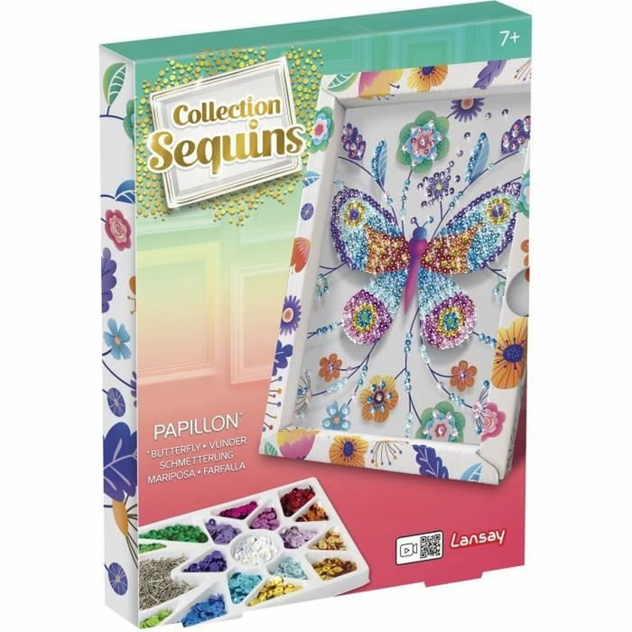 Lansay Collection Sequins - Illustration Papillons avec Sequins - Blanc