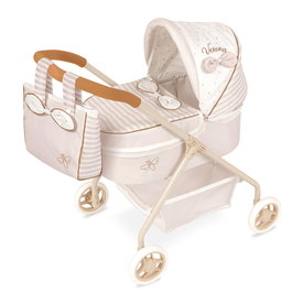 DeCuevas Poussette de Poupée Verona 86078 - Avec Sac à Main, Manche Confortable et Roues Silencieuses, Pour Enfants 3 Ans et Plus