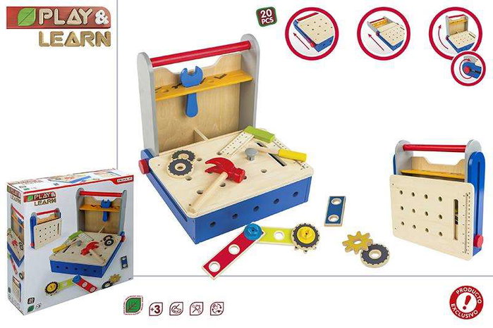 Color Baby - Banc de outils en bois pliable 30 x 30 x 30 cm