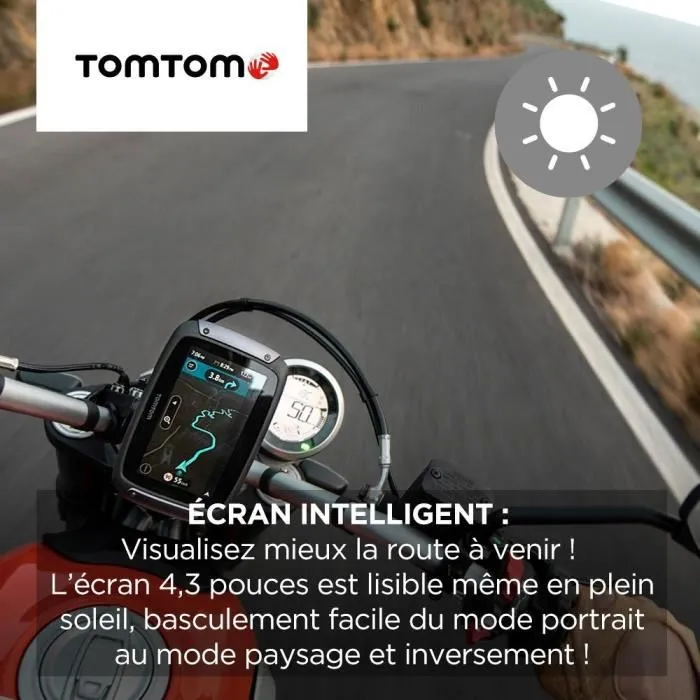 TomTom GPS Moto Rider 550 - Navigateur moto avec écran tactile 4,3 pouces, cartes du monde, trafic en temps réel, alertes de danger et appels mains libres