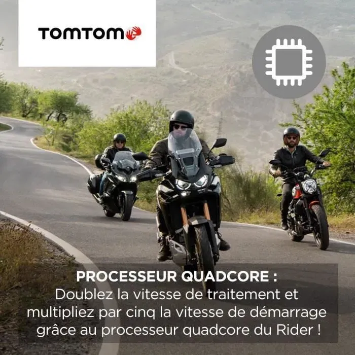 TomTom GPS Moto Rider 550 - Navigateur moto avec écran tactile 4,3 pouces, cartes du monde, trafic en temps réel, alertes de danger et appels mains libres