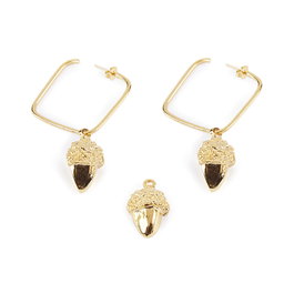 Shabama Boucles d'oreilles Carré Gland Or Brillant Femme 1 pièce