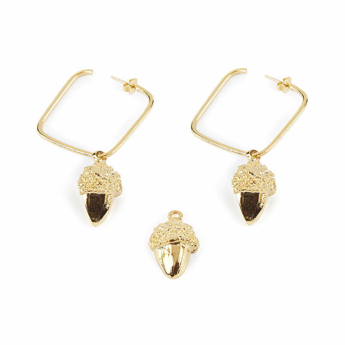 Shabama Boucles d'oreilles Gland Carré Doré