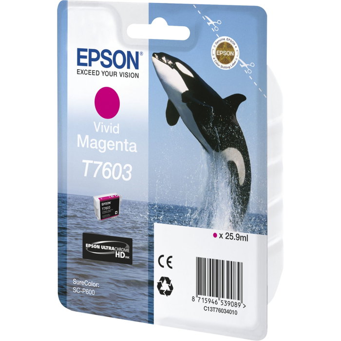 Epson Cartouche d'encre Vivid Magenta pour SureColor SC-P600, C13T76034010 Epson Cartouche d'encre Vivid Magenta pour SureColor SC-P600, C13T76034010