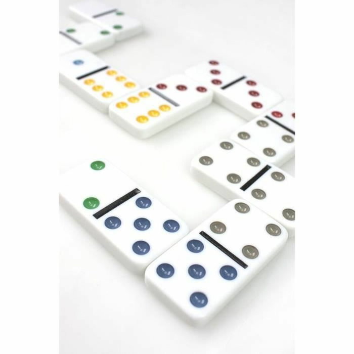 Tactic Jeu de dominos Double 6 en boîte métal bleu